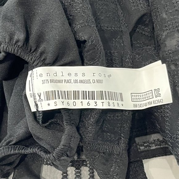 New After Market Black Short Crop Top Embroidered Peasant Women Petite Small/Med - Picture 9 of 15